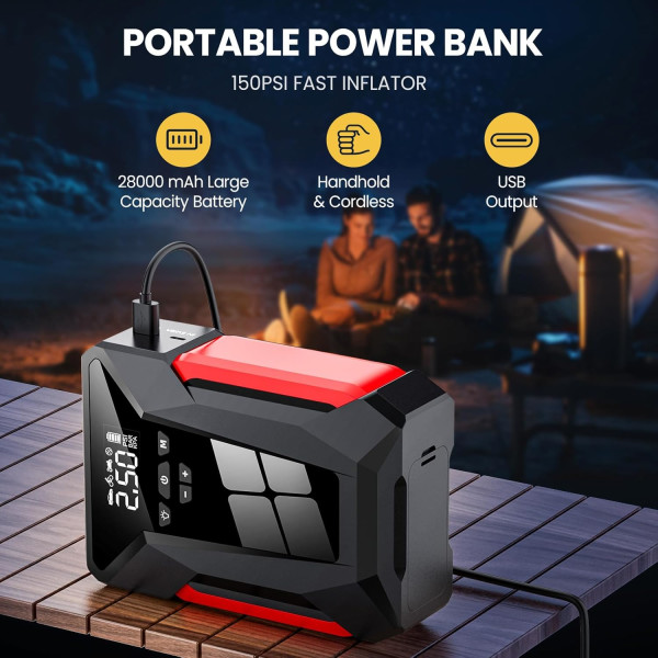 Povasee Starthilfe Powerbank, 3000A Auto Starthilfe für 12V Fahrzeuge