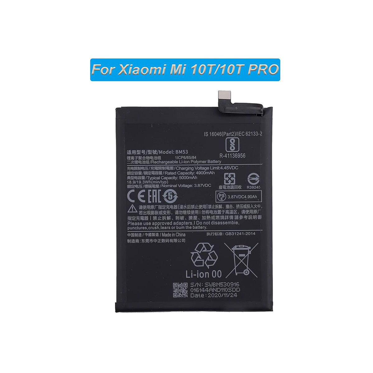 Ersatzakku BM53 für Xiaomi Mi 10T/10T Pro –...