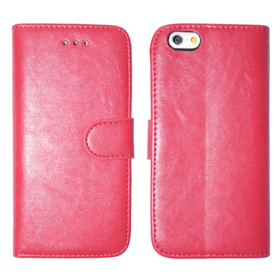 Kunstleder Bookstyle Tasche mit Lasche für iPhone 6 und 6S in Pink