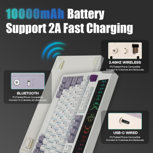 EPOMAKER DynaTab 75X ISO  RGB Mechanische 75% Tastatur, Hot-Swap, Bluetooth, 2.4G, USB-C