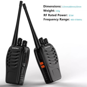 Baofeng BF-888S Walkie Talkie Set, 2 Stück, UHF 5W, 400-470 MHz, für Jagd und Hotel