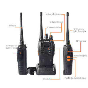 Baofeng BF-888S Walkie Talkie Set, 2 Stück, UHF 5W, 400-470 MHz, für Jagd und Hotel