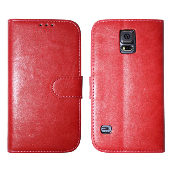 Kunstleder Bookstyle Tasche mit Lasche für Samsung G900F Galaxy S5 - Rot