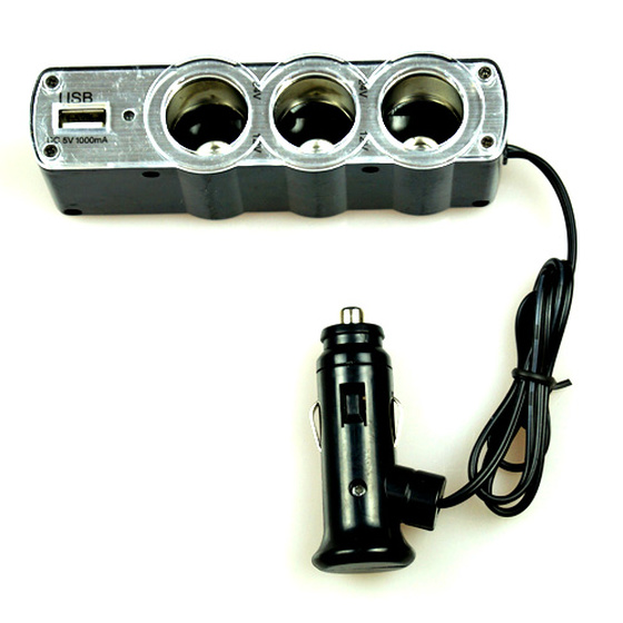 4er KFZ Splitter/Verteiler mit USB Port