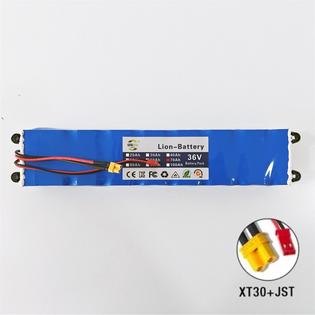 36V 10Ah Lithium-Ionen Akku XT30 + JST Anschluss für E-