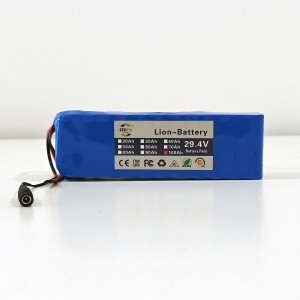 29,4V 10Ah Lithium-Ionen Akku + Ladegerät E-Bike Batterie DC + DC-Line BMS