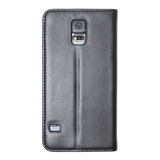 Chiccase Echt Leder Slim Bookstyle Talsche für Samsung G900F Galaxy S5 Schwarz