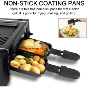 KZAI Mini Raclette Grill für 1-2 Personen, 500W, Antihaftplatte, 2 Pfännchen, 2 Holzspatel
