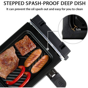 KZAI Mini Raclette Grill für 1-2 Personen, 500W, Antihaftplatte, 2 Pfännchen, 2 Holzspatel
