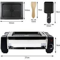 KZAI Mini Raclette Grill für 1-2 Personen, 500W, Antihaftplatte, 2 Pfännchen, 2 Holzspatel