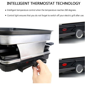 HengBO Raclette Grill 8 Personen, 1500W, Antihaftplatte, 8 Mini Pfännchen & 4 Holzspatel – Edelstahl