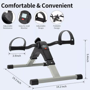 Tragbarer Heimtrainer für Beine & Arme – Pedalfahrrad mit LCD & Widerstand