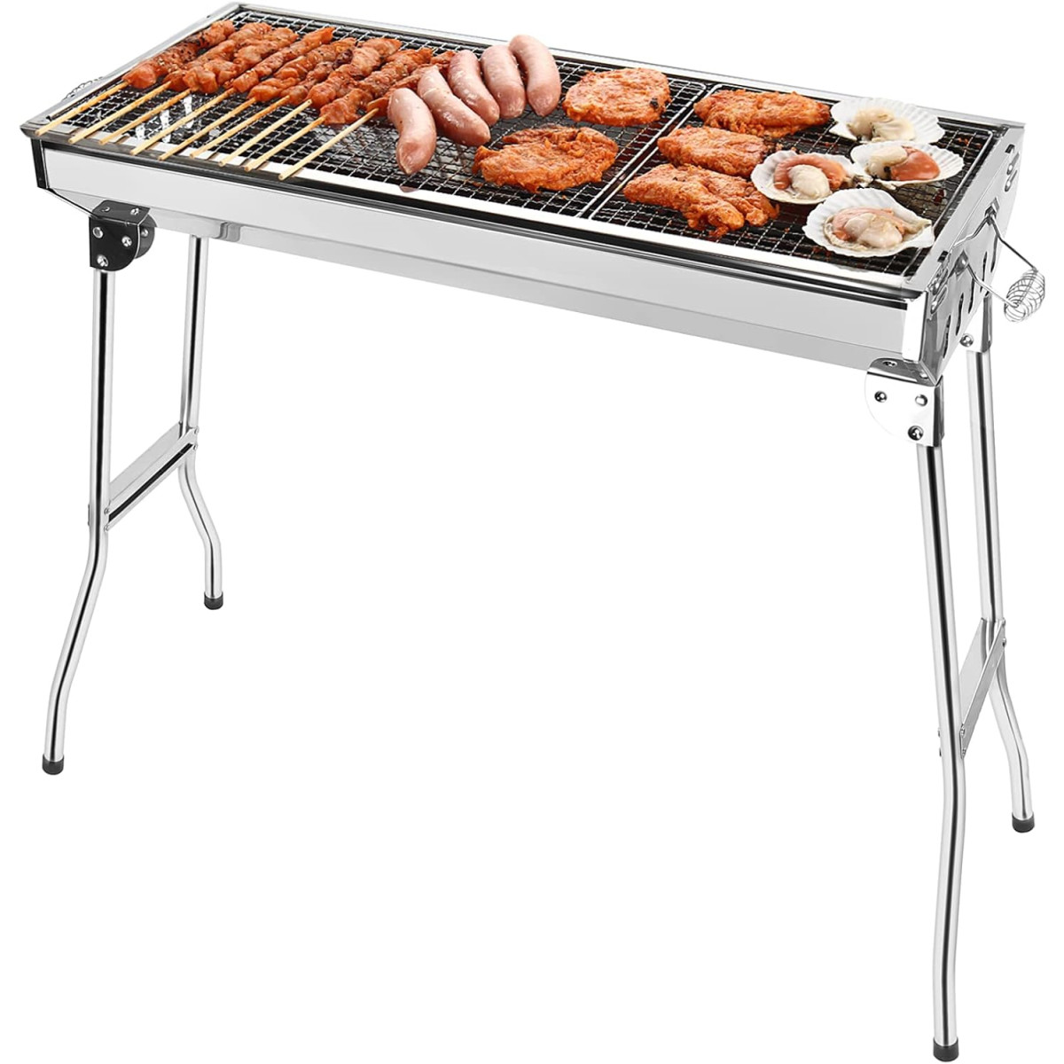 GRANDMA SHARK Tragbarer Klappbarer Holzkohlegrill aus...