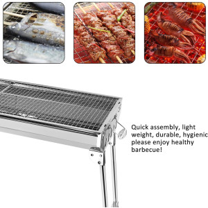 GRANDMA SHARK Tragbarer Klappbarer Holzkohlegrill aus Edelstahl für Garten Camping Party