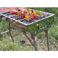GRANDMA SHARK Tragbarer Klappbarer Holzkohlegrill aus Edelstahl für Garten Camping Party