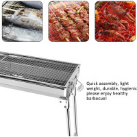 GRANDMA SHARK Tragbarer Klappbarer Holzkohlegrill aus Edelstahl für Garten Camping Party