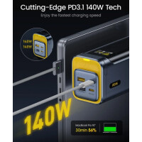 AOHI Starship 40,000mAh Power Bank 140W Charger mit 3FT C-C Kabel – Grau