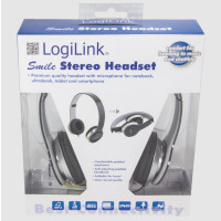 LogiLink® Stereo High Quality Headset, 3,5 mm, Schwarz, Integriertes Mikrofon