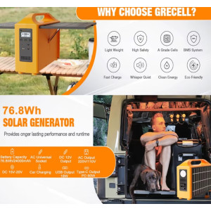 Tragbares Solarkraftwerk 100W 220V LiFePO4 Powerstation LED Camping Generator