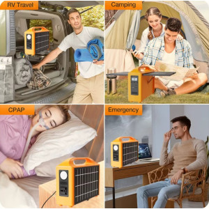 Tragbares Solarkraftwerk 100W 220V LiFePO4 Powerstation LED Camping Generator