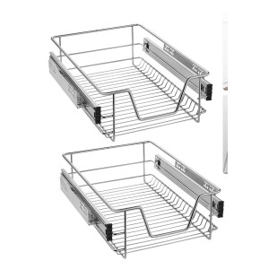 2er Teleskopschublade Korbauszug HENGMEI für 40cm Küchenschrank Schubladen Set