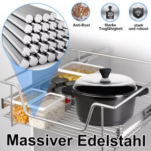 2er Teleskopschublade Korbauszug HENGMEI für 40cm Küchenschrank Schubladen Set