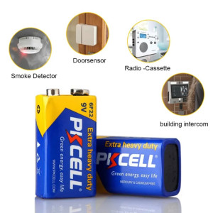 2x PKCELL 9V Batterien 6F22 Zink-Kohle 2er-Pack für Rauchmelder Radio Spielzeug