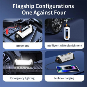 PS-219 Notstartgerät 6000mAh Powerbank Luftpumpe LED Auto Starthilfe Weiß