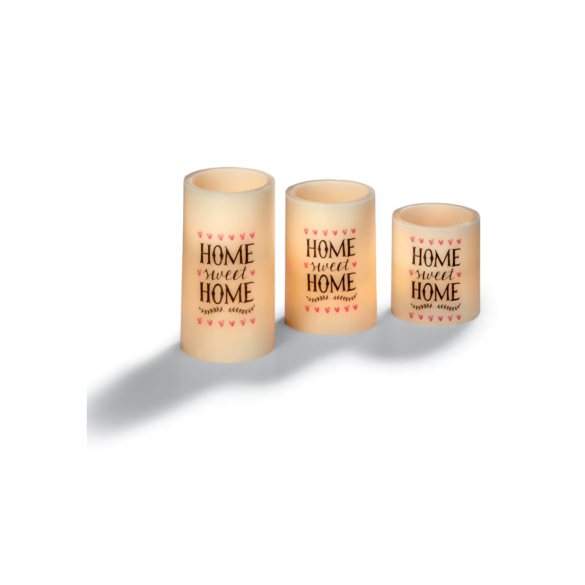 LED Echtwachskerzen 3er Set Home Sweet Home mit Timer und...