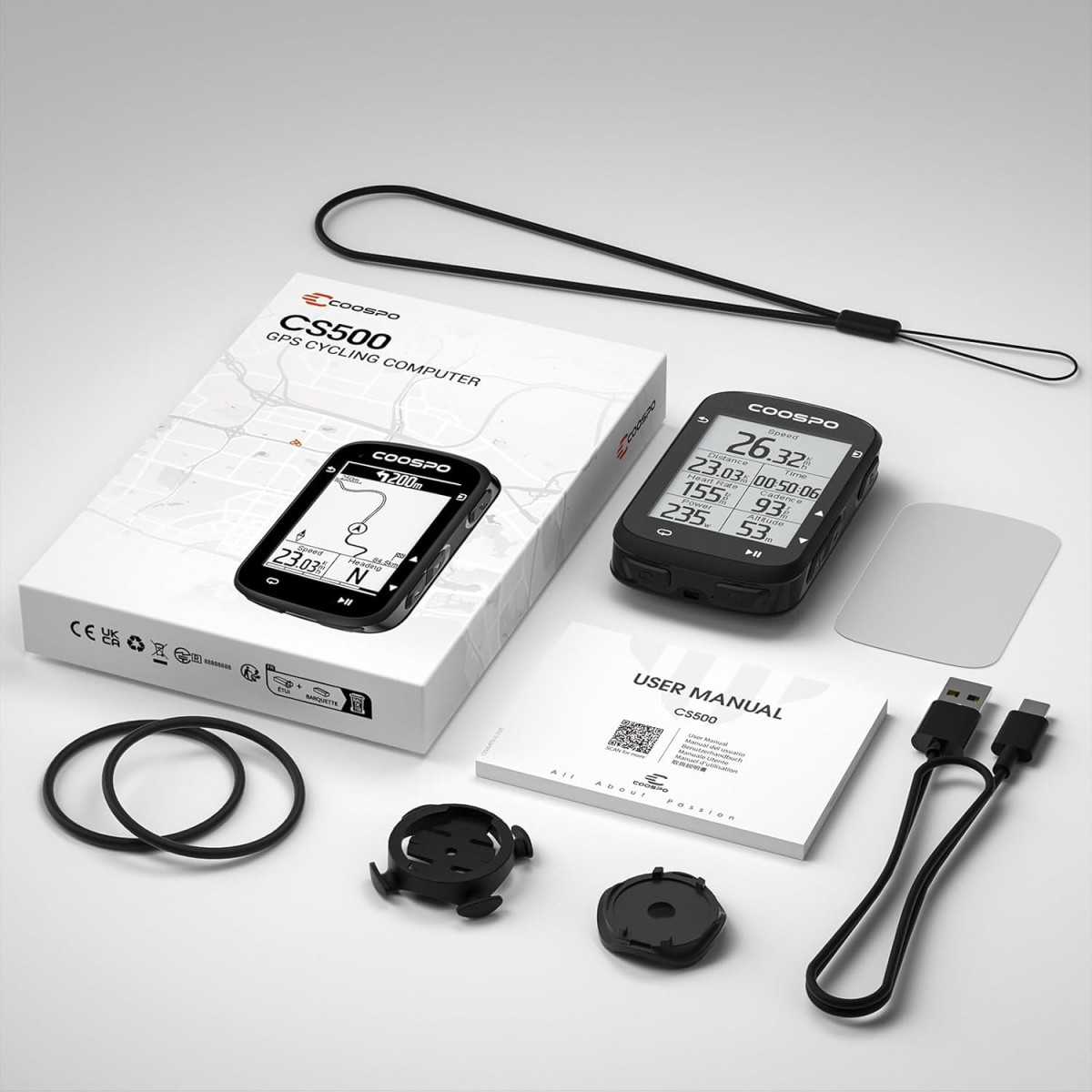 COOSPO CS500 Fahrradcomputer GPS 2 6 Zoll Kabellos...