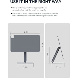 LULULOOK Magnetischer iPad Pro 11 M4 Ständer 360° drehbar Aluminium Halterung
