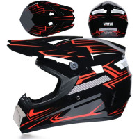 RUTXE Motocross Helm DOT Integralhelm mit Brille Handschuh Offroad MTB S Rot