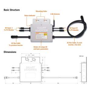 SG800W MPPT Micro Inverter WiFi 20V60V PV Wechselrichter 230V Tricorpower