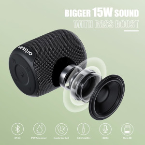 Ortizan X2 Mini Bluetooth Lautsprecher Wasserdicht 15W Stereo Akku 15h Schwarz