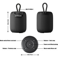Ortizan X2 Mini Bluetooth Lautsprecher Wasserdicht 15W Stereo Akku 15h Schwarz