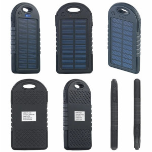 Solar Powerbank 4000 mAh mit LED Taschenlampe 2 USB Ausgänge Camping Outdoor