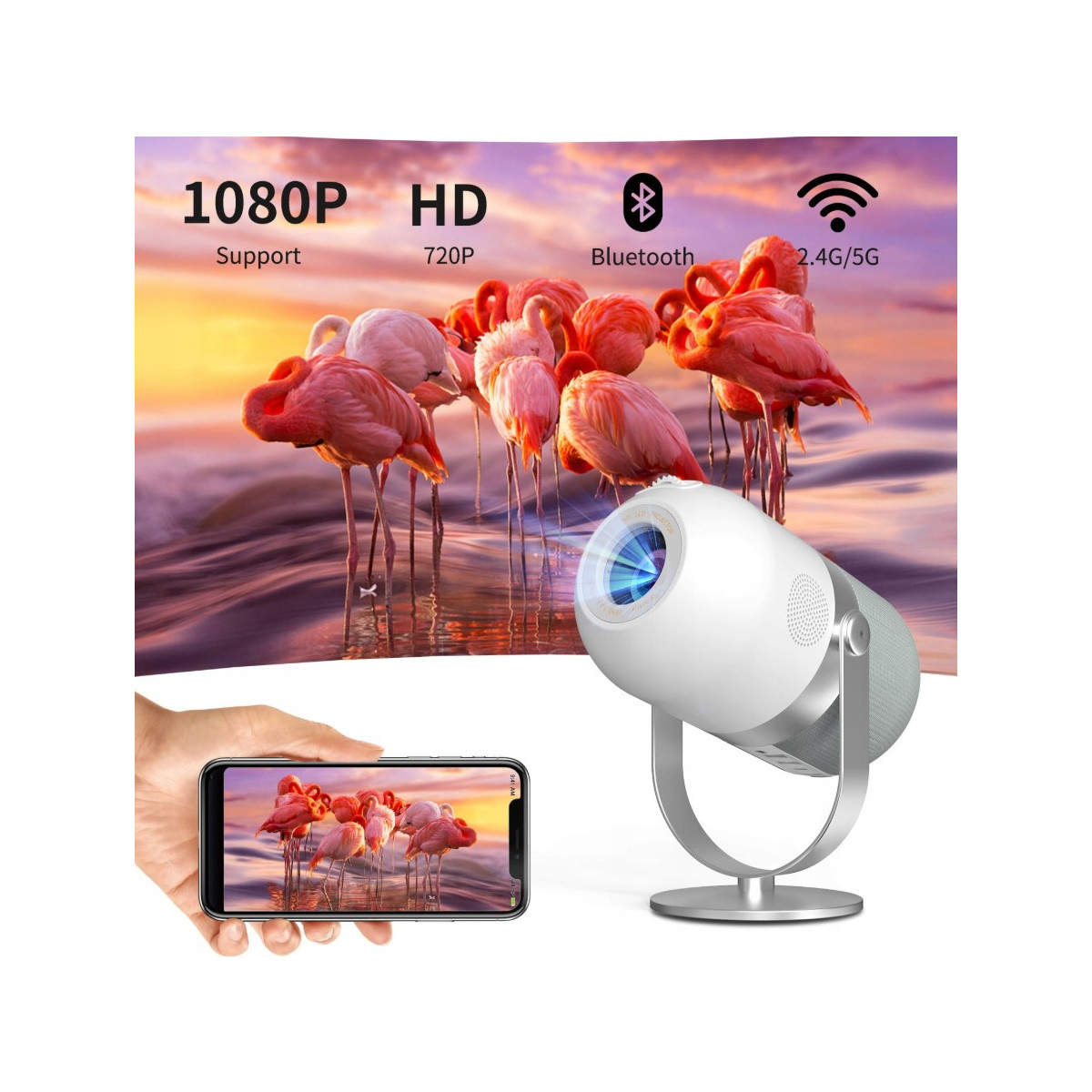 R1 LED Projektor WiFi Bluetooth 360 Grad Heimkino Beamer