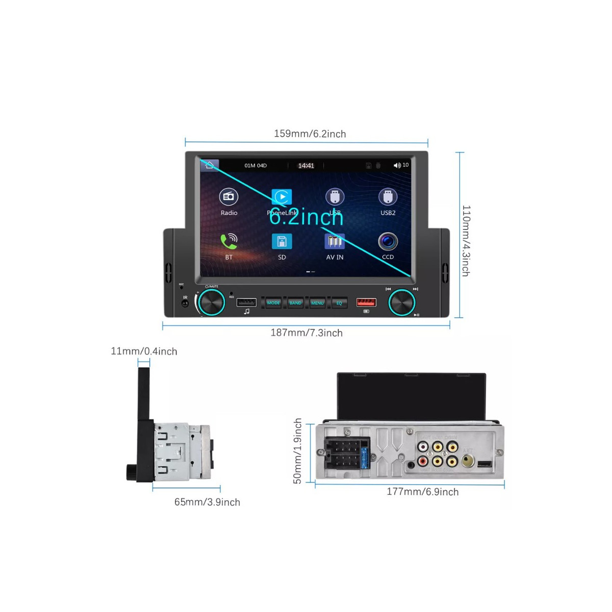 MP5 Car Player 2DIN Touchscreen 6 2 Zoll Android CarPlay...
