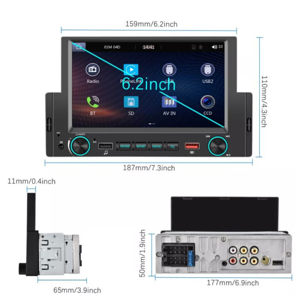 MP5 Car Player 2DIN Touchscreen 6 2 Zoll Android CarPlay GPS WiFi USB Radio