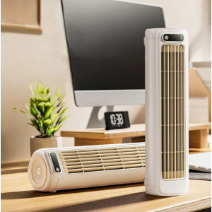 Tower Fan M60 Tragbarer Bladeless Ventilator Grau Beige Leicht