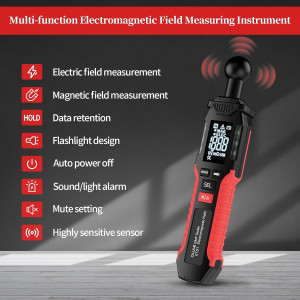 QLUUE EMF Messgerät Digital Elektromagnetische Strahlung LCD Display Alarm