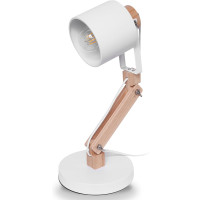 FEELSOLAR LED Schreibtischlampe Holz Metall Dimmbar Skandinavisch E27 Weiß