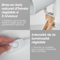 FEELSOLAR LED Schreibtischlampe Holz Metall Dimmbar Skandinavisch E27 Weiß