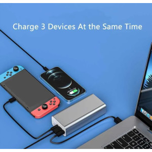 Powerbank 30000mAh 65W USB C DC Schnellladegerät für Handy Tablet Laptop