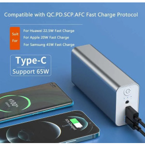 Powerbank 30000mAh 65W USB C DC Schnellladegerät für Handy Tablet Laptop