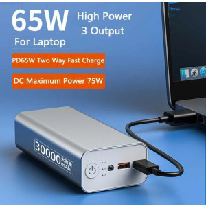 Powerbank 30000mAh 65W USB C DC Schnellladegerät für Handy Tablet Laptop