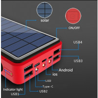 80000mAh Solar Power Bank mit LED Taschenlampe 4 USB Ports Outdoor Ladegerät
