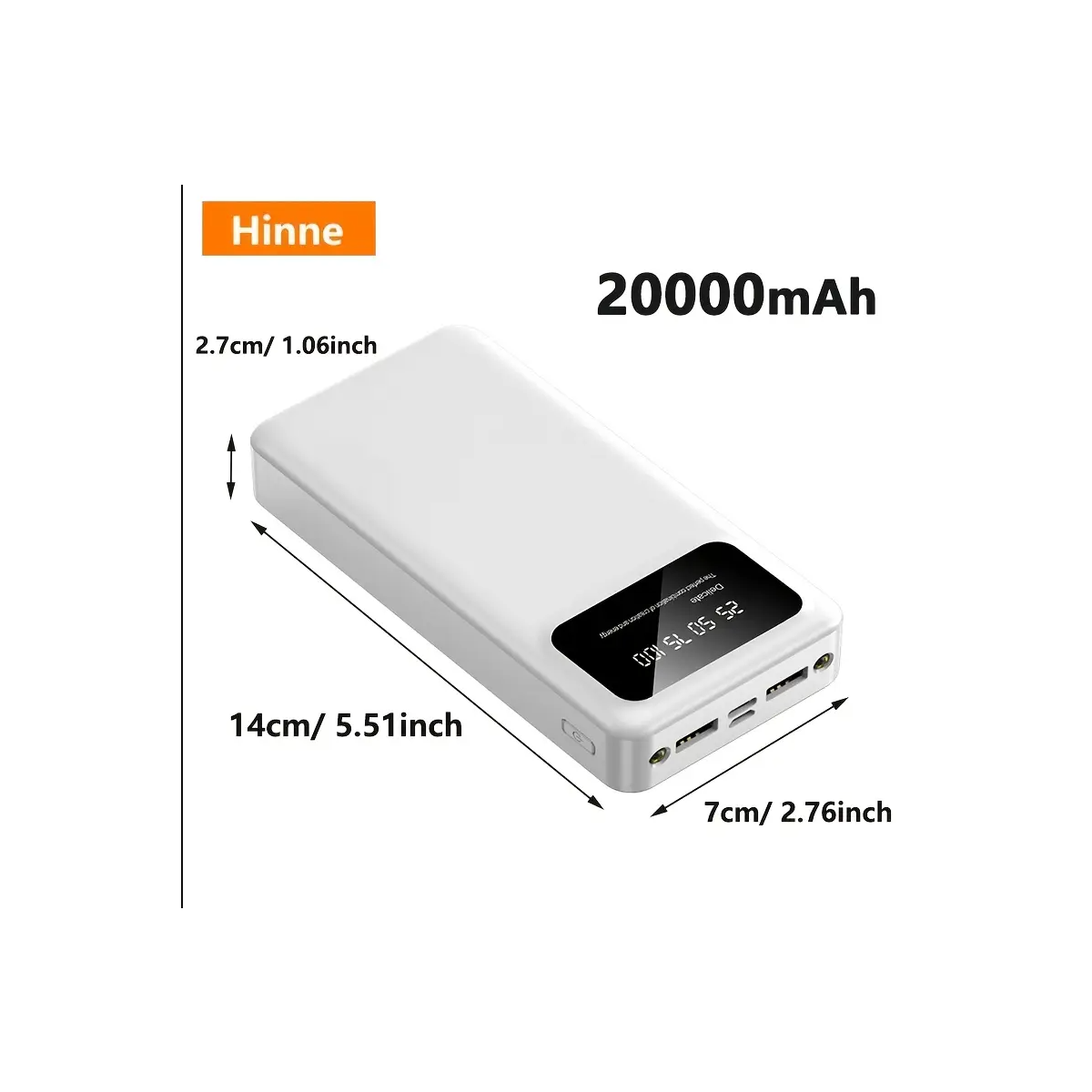 Powerbank 20000mAh USB Typ-C Micro LED Akku für...