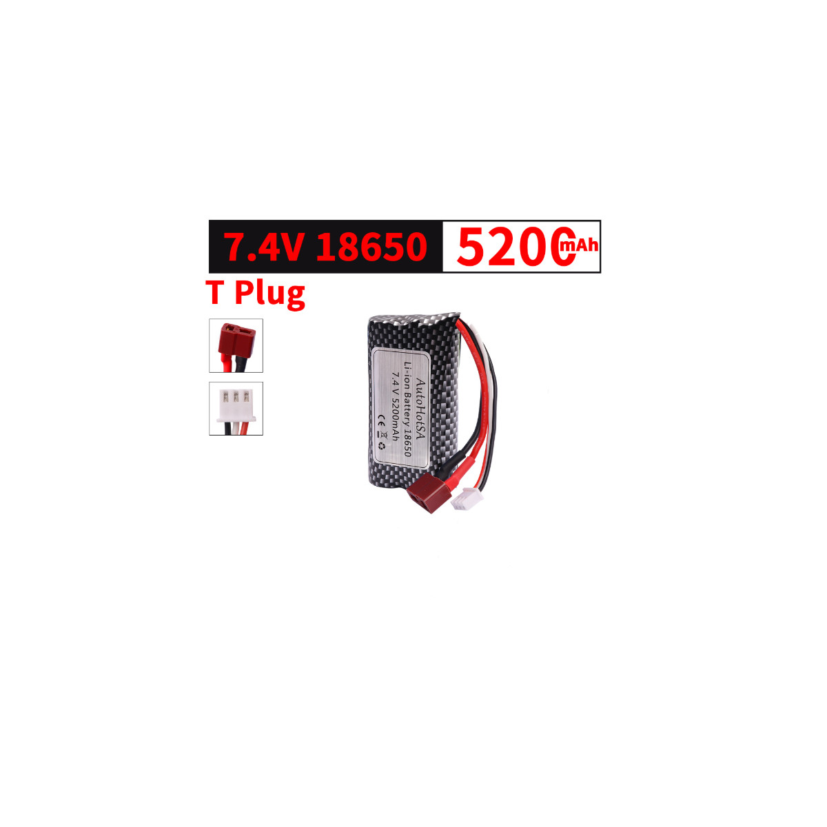 2S LiPo Akku 7,4V 5200mAh T Stecker passend für SCY...