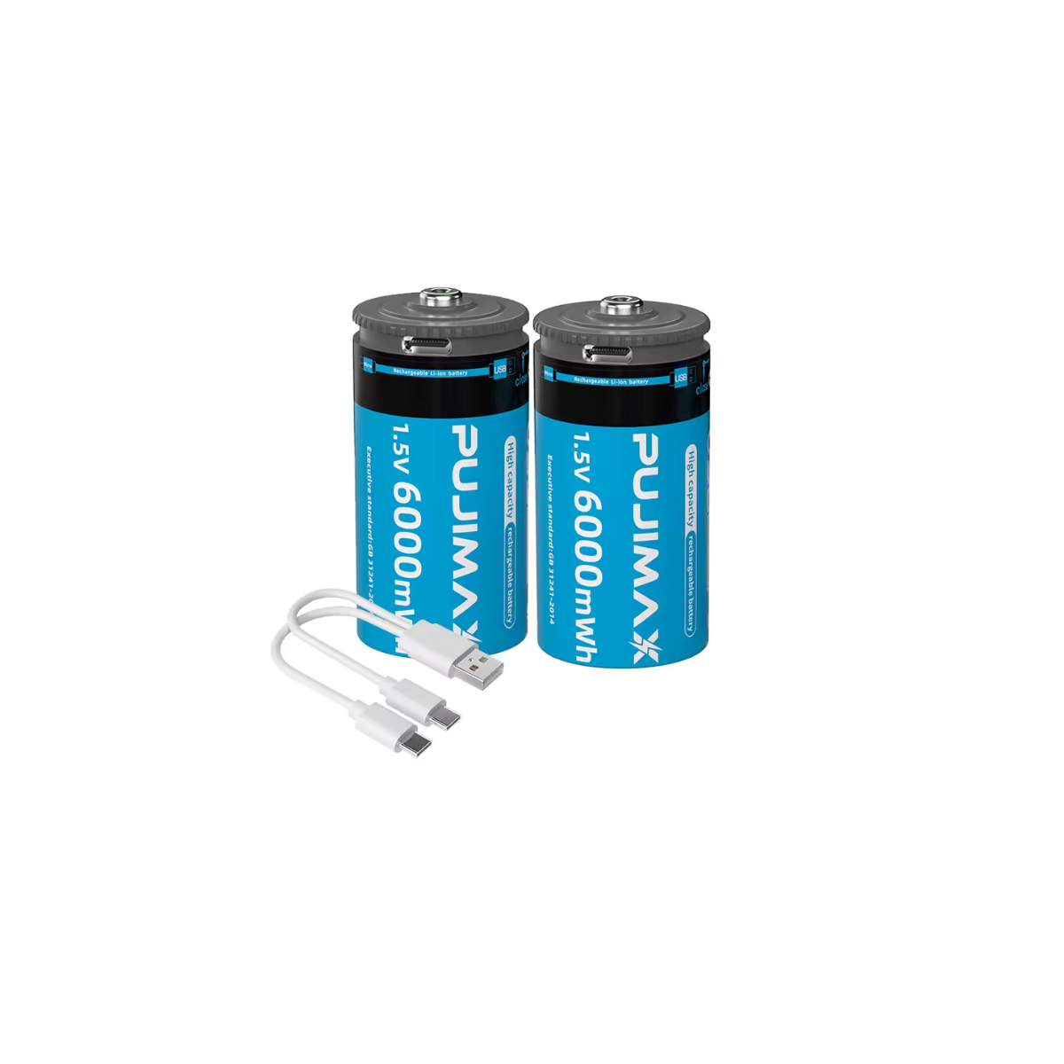 2x PUJIMAX C 1,5V Lithium Akku 6000mWh USB C...